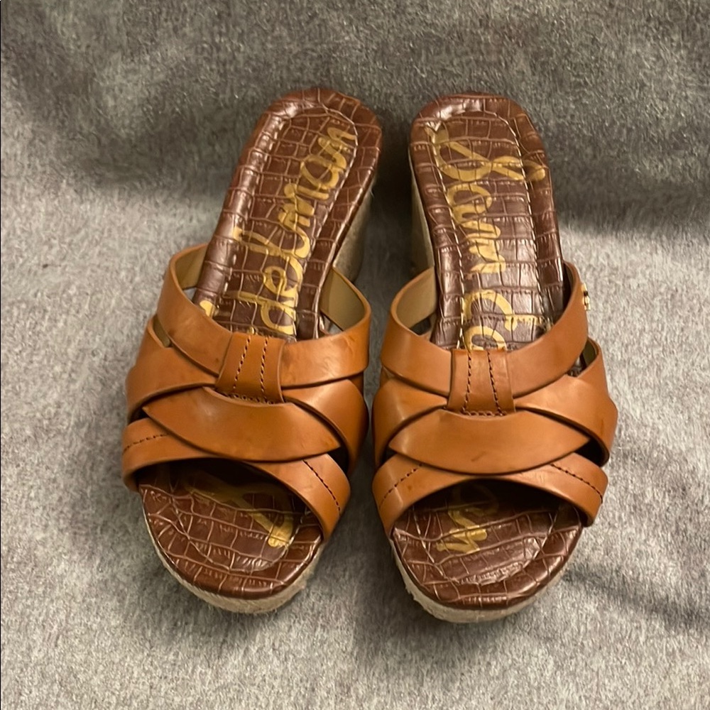 Sam Edelman Brown Leather Criss-Cross Sandals